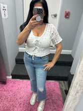 Front Tie Crochet Casual Crop Top - Ivory, Mint or Sky Blue