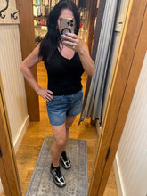 VERVET BY FLYING MONKEY High Rise Medium Dark Wash Denim Shorts