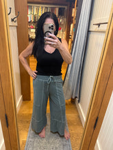 FRENCH TERRY WASHED EXPOSED-SEAM WIDE LEG PANTS - ASSORTED COLORS