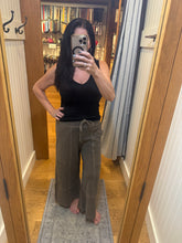 FRENCH TERRY WASHED EXPOSED-SEAM WIDE LEG PANTS - ASSORTED COLORS