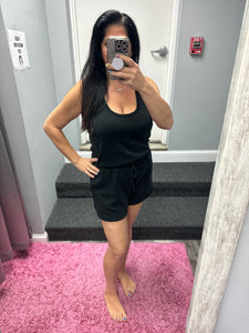 Ariella Scuba Romper With Pockets - Black Or Denim Blue