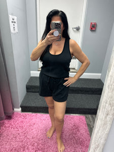 Ariella Scuba Romper With Pockets - Black Or Denim Blue