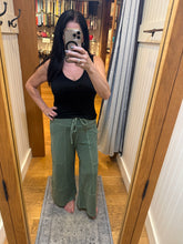 FRENCH TERRY WASHED EXPOSED-SEAM WIDE LEG PANTS - ASSORTED COLORS
