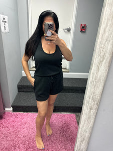 Ariella Scuba Romper With Pockets - Black Or Denim Blue