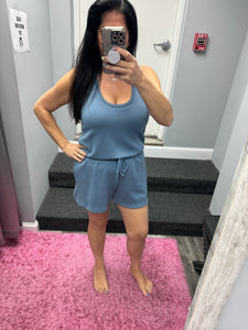Ariella Scuba Romper With Pockets - Black Or Denim Blue