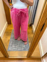 ACID WASH FLEECE PALAZZO SWEATPANTS WITH POCKETS - ASSORTED COLORS