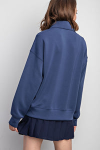 MODAL POLY SPAN QUARTER ZIP FUNNEL NECK PULLOVER - ASSORTED COLORS