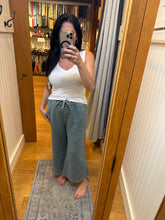 ACID WASH FLEECE PALAZZO SWEATPANTS WITH POCKETS - ASSORTED COLORS