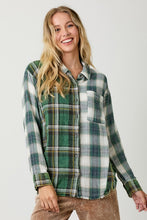 Washed Plaid Oversized Shirt Jacket - Washed Green