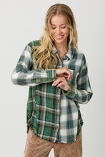 Washed Plaid Oversized Shirt Jacket - Washed Green