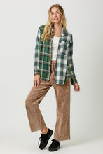 Washed Plaid Oversized Shirt Jacket - Washed Green