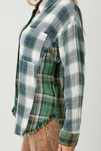 Washed Plaid Oversized Shirt Jacket - Washed Green