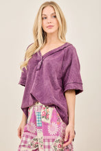 Mineralwashed Vneck Best Basic Soft Tshirt - Eggplant