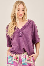 Mineralwashed Vneck Best Basic Soft Tshirt - Eggplant
