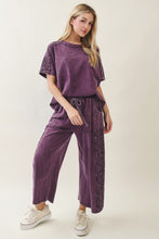 Mineral Washed Boho Trim Blouse Top - Ashed Black or Eggplant