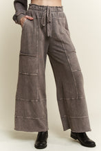 Mineral Wash Wide Leg Pants - Charcoal