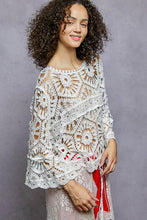 POL Designed in round neck 3/4 sleeve cropped fit top in crochet with various weave knit patterns - Assorted Colors