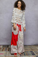 POL Designed in round neck 3/4 sleeve cropped fit top in crochet with various weave knit patterns - Assorted Colors