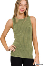 RIBBED SLEEVELESS TANK TOP WITH EXPOSED SEAM - ASSORTED COLORS