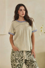 Embroidered With Contrast Ringer Detailed Top - Green Bay