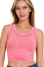 Ribbed Sleeveless Scoop Neck Cropped Tank Top - Assorted Colors