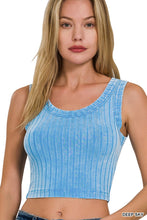 Ribbed Sleeveless Scoop Neck Cropped Tank Top - Assorted Colors