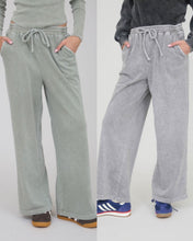 Washed Wide Leg Drawstring Lounge Pants - Olive or Charcoal