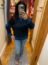 Varsity Colorblock Fleece Crewneck - Deep Navy