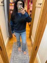 Varsity Colorblock Fleece Crewneck - Deep Navy