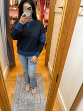 Varsity Colorblock Fleece Crewneck - Deep Navy