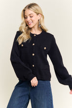 Button Front Cardigan Sweater Pocket - Black or Off White