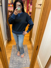 Varsity Colorblock Fleece Crewneck - Deep Navy