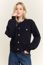 Button Front Cardigan Sweater Pocket - Black or Off White