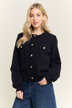 Button Front Cardigan Sweater Pocket - Black or Off White