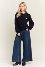 Button Front Cardigan Sweater Pocket - Black or Off White