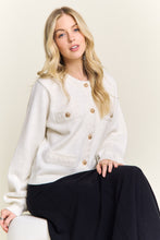 Button Front Cardigan Sweater Pocket - Black or Off White