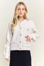 Button Front Cardigan Sweater Pocket - Black or Off White