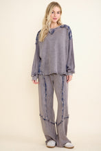 Mineral Washed Blue Plaid Sweatpants - Charcoal