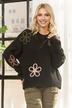Multicolor Floral Long Sleeves Sweater - Black or Ivory