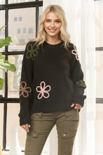 Multicolor Floral Long Sleeves Sweater - Black or Ivory