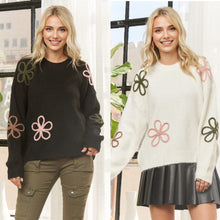 Multicolor Floral Long Sleeves Sweater - Black or Ivory
