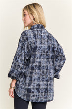 Burnout Plaid Washed-look Shirt - Brown, Dark Blue, Green
