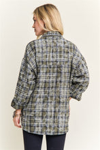 Burnout Plaid Washed-look Shirt - Brown, Dark Blue, Green