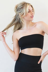 NIKIBIKI Ribbed Bandeau Top - White, Black or Stone