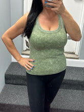 ZENANA 2 WAY NECKLINE WASHED RIBBED CROPPED TANK TOP - ASSORTED COLORS