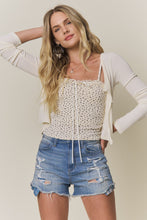 Floral Cami And Ribbed Cardigan Set - Ivory or Light Grey