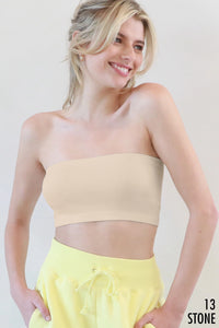 NIKIBIKI Ribbed Bandeau Top - White, Black or Stone