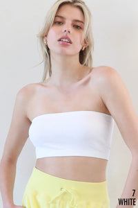 NIKIBIKI Ribbed Bandeau Top - White, Black or Stone