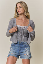 Floral Cami And Ribbed Cardigan Set - Ivory or Light Grey