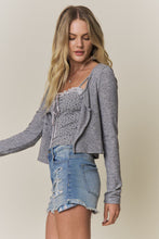 Floral Cami And Ribbed Cardigan Set - Ivory or Light Grey